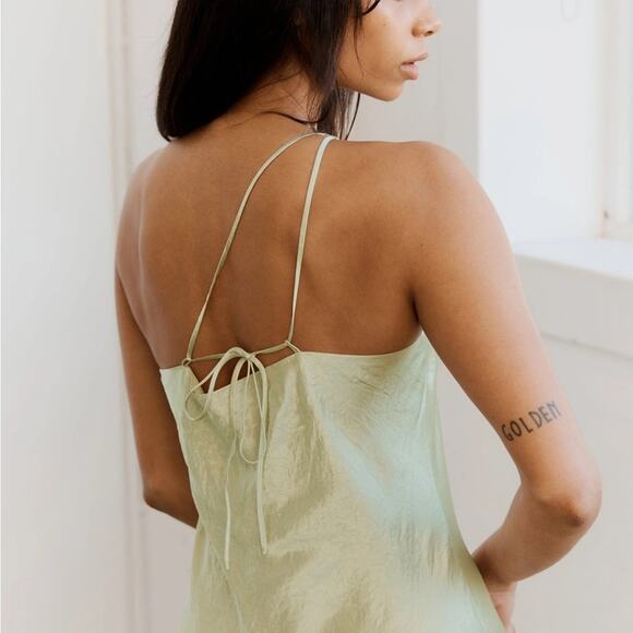 Third Form Women’s Crush Bias One Shoulder Silky Midi Dress In Apple Green Sz 2 - Picture 9 of 14